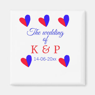 The wedding of add couple name initial letter date magnet