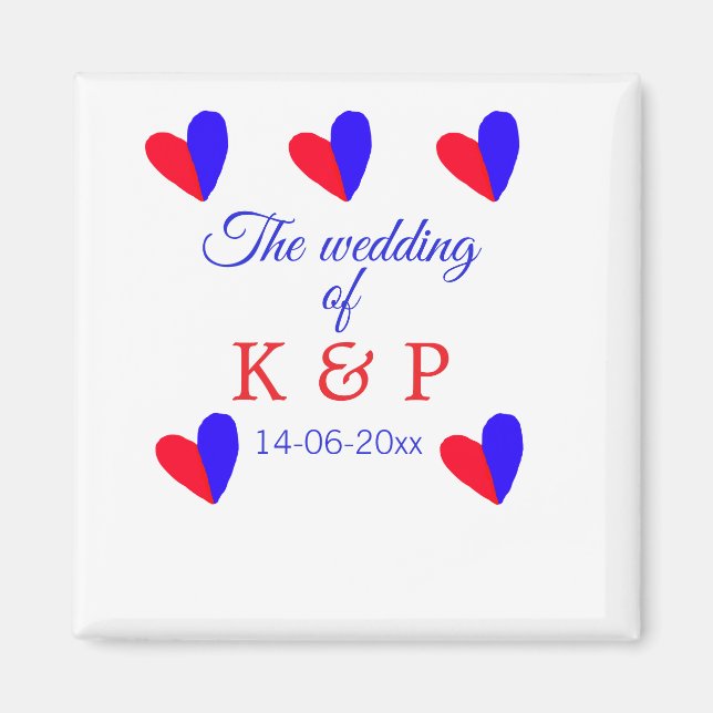The wedding of add couple name initial letter date magnet (Front)