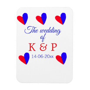 The wedding of add couple name initial letter date magnet