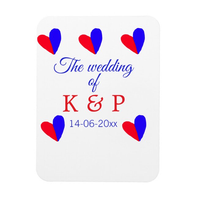 The wedding of add couple name initial letter date magnet (Vertical)