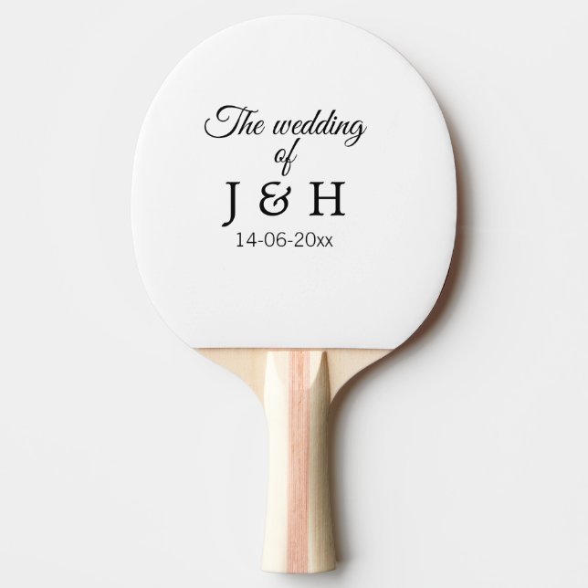 The wedding of add couple name initial letter date ping pong paddle (Front)
