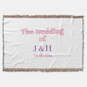 The wedding of add couple name initial letter date throw blanket