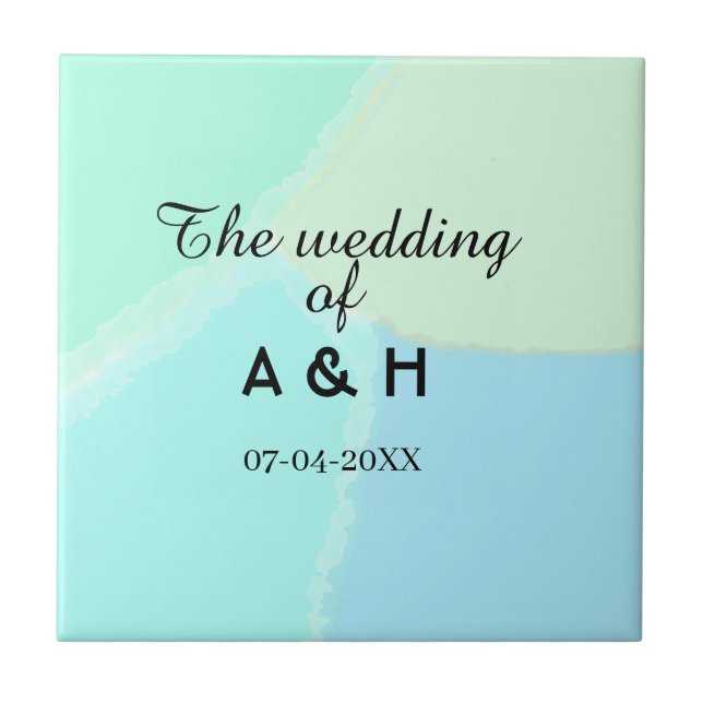 The wedding of add couple name initial letter date tile (Front)