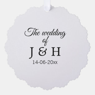 The wedding of add couple name initial letter date tree decoration card