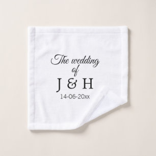 The wedding of add couple name initial letter date wash cloth