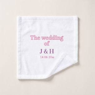 The wedding of add couple name initial letter date wash cloth
