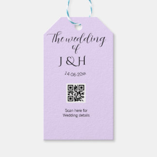 The wedding of add couple name QR code scan detail Gift Tags