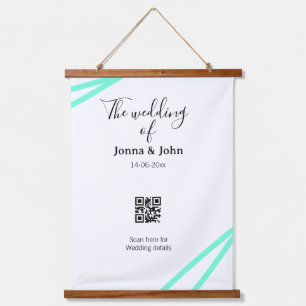 The wedding of add couple name QR code scan detail Hanging Tapestry