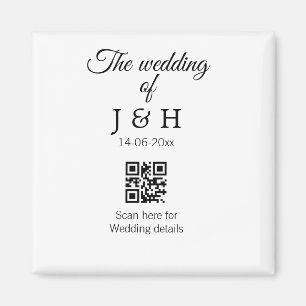 The wedding of add couple name QR code scan detail Magnet