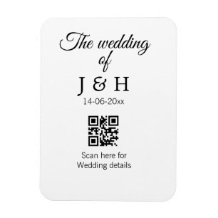 The wedding of add couple name QR code scan detail Magnet