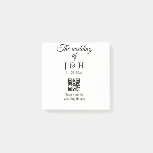 The wedding of add couple name QR code scan detail Post-it Notes (Front)