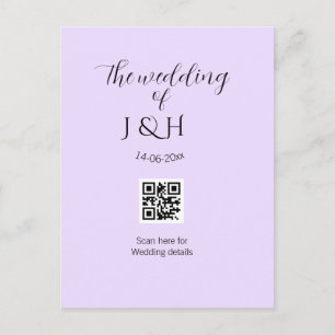 The wedding of add couple name QR code scan detail Postcard