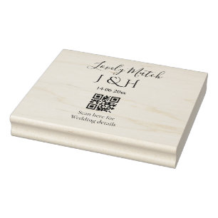 The wedding of add couple name QR code scan detail Rubber Stamp
