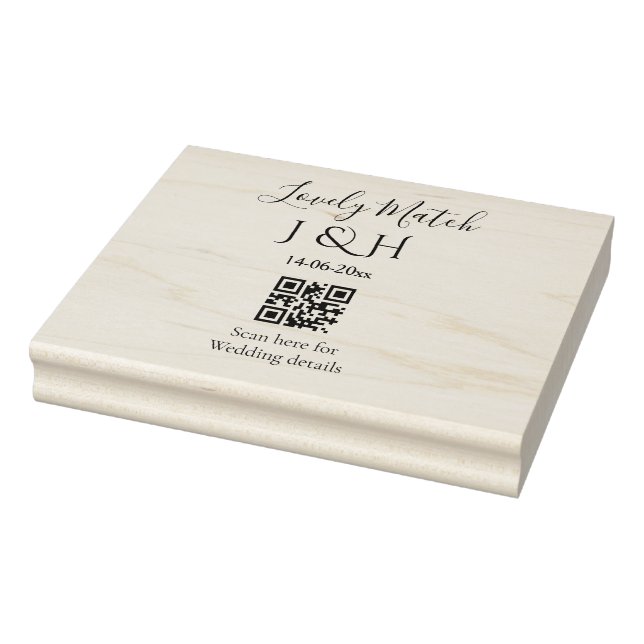 The wedding of add couple name QR code scan detail Rubber Stamp (Stamp)