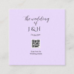 The wedding of add couple name QR code scan detail Square Business Card