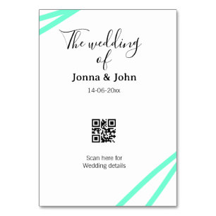 The wedding of add couple name QR code scan detail Table Number