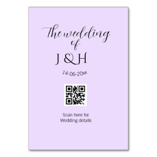 The wedding of add couple name QR code scan detail Table Number