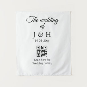The wedding of add couple name QR code scan detail Tapestry