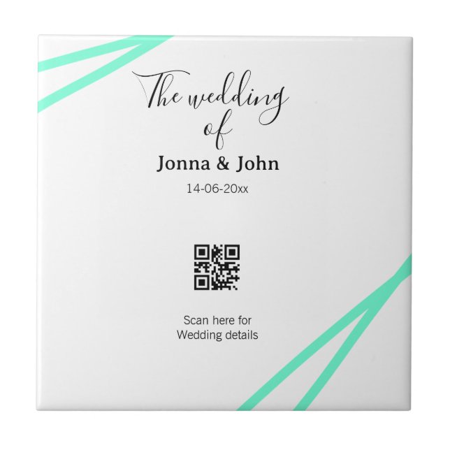 The wedding of add couple name QR code scan detail Tile (Front)