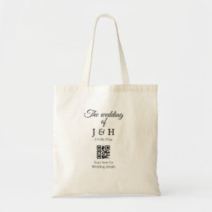 The wedding of add couple name QR code scan detail Tote Bag