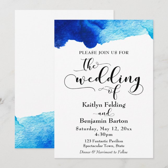 "The Wedding Of" Black Typography, Simple, Elegant Invitation (Front/Back)