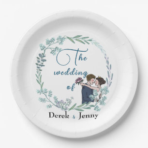 The wedding of blue lovers paper plate