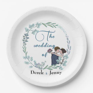 The wedding of blue lovers paper plate