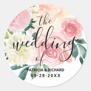 The Wedding Of Blush Pink Floral Wedding Classic Round Sticker