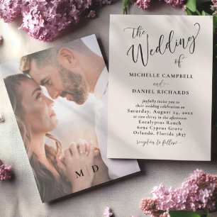 The Wedding of Calligraphy Beige & Black Wedding Invitation