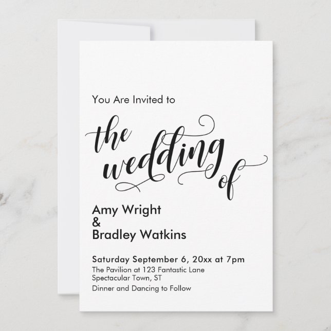 The Wedding of Chic Typography Simple Wedding Invitation (Front)