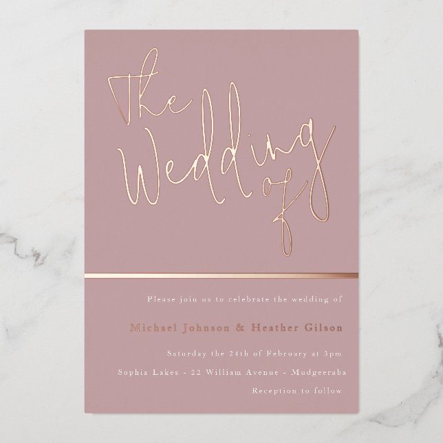 The Wedding of: Dusty Rose Pink Rose Gold (Front)
