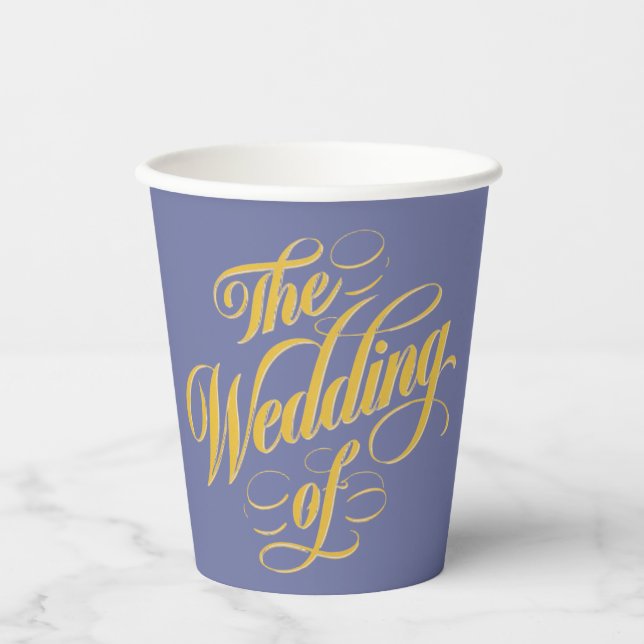 The Wedding of Elegance: Blueberry and Sunshine Paper Cups (Front)