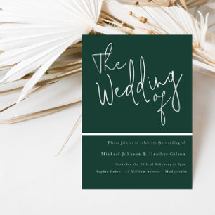 The Wedding of: Emerald Green Modern Wedding Invitation