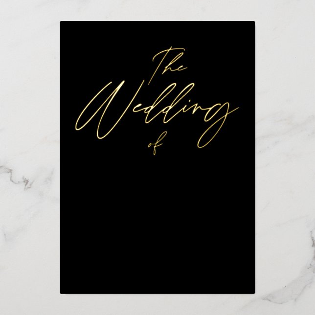 The Wedding of Gold Black Elegant Typography Invit (Front)
