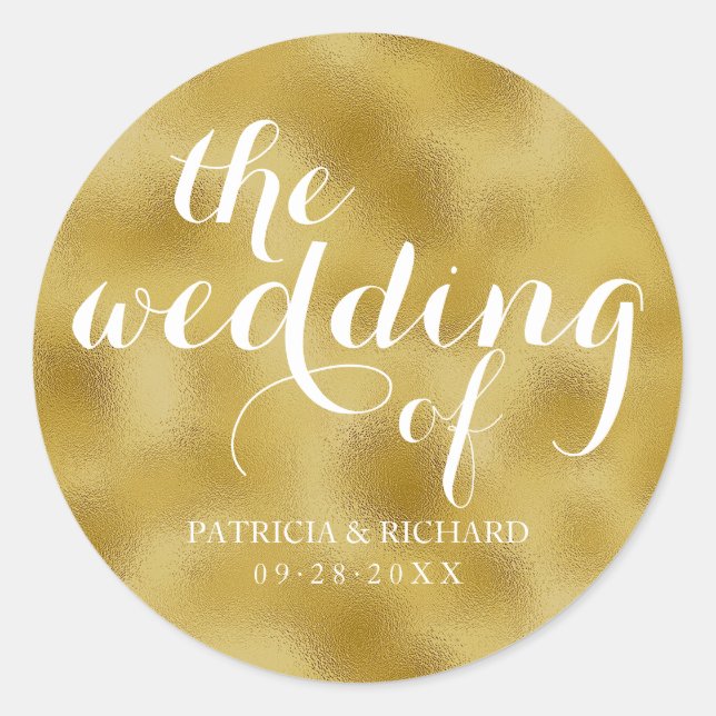 The Wedding Of Gold Foil Wedding Classic Round Sti Classic Round Sticker (Front)