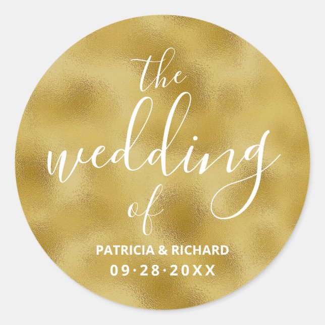 The Wedding Of Gold Foil Wedding Classic Round Sticker (Front)