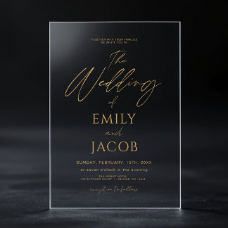 The Wedding of Gold Wedding Script Acrylic Invitations
