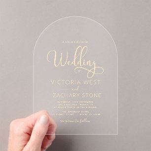 The Wedding of Gold Wedding Script Acrylic Invitations
