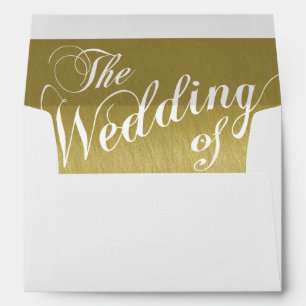 the wedding of... golden inside envelopes