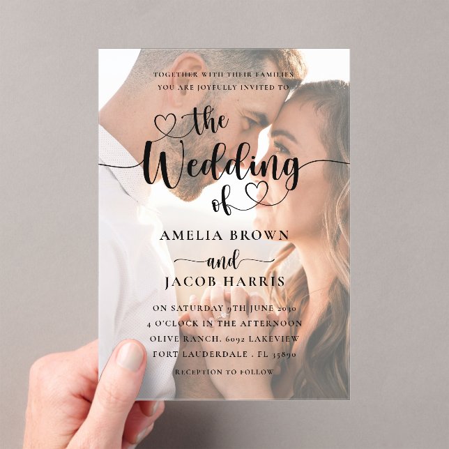The Wedding Of  Heats & Photo Acrylic Invitation (Insitu (Handheld))