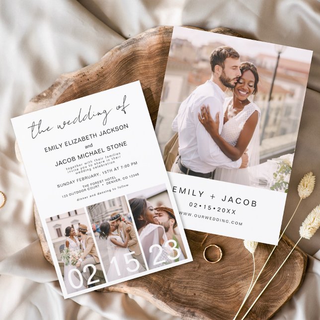 The Wedding of Minimalist Photo Collage Simple Invitation (Creator Uploaded)
