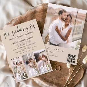 The Wedding of Minimalist QR code Terracotta Invitation