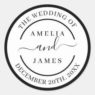The Wedding of Modern Script Classic Round Sticker