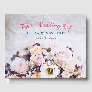 The Wedding Of, Names & Date, Flower Bouquet Guest Book