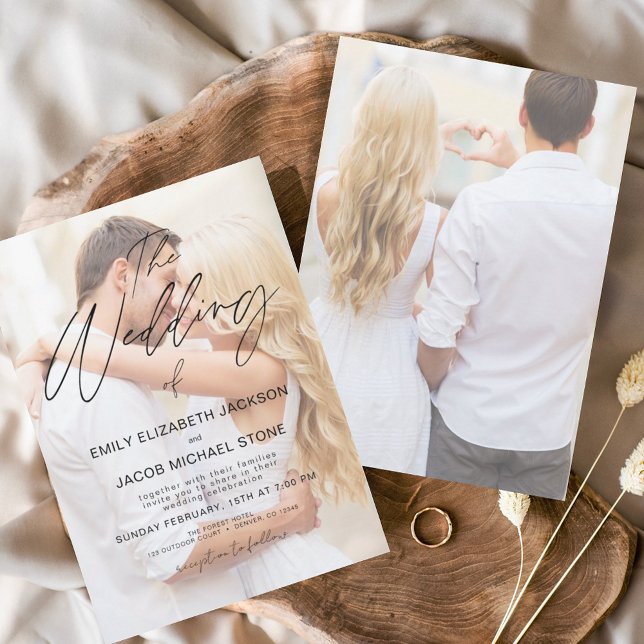 The Wedding of Photo Minimalist Script Typography Invitation (Creator Uploaded)