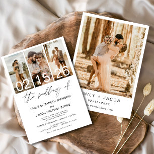 The Wedding of Photo Minimalist White Wedding Invitation