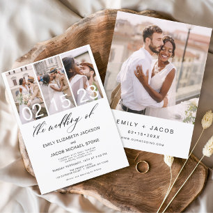 The Wedding of Photo Minimalist White Wedding Invitation