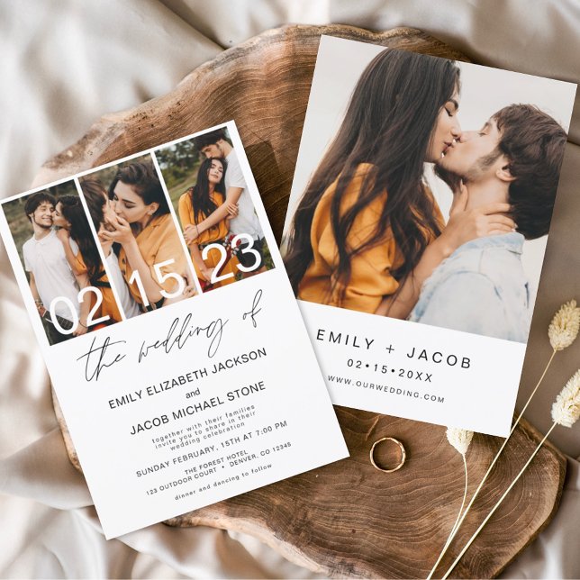 The Wedding of Photo Minimalist White Wedding Invitation (Creator Uploaded)