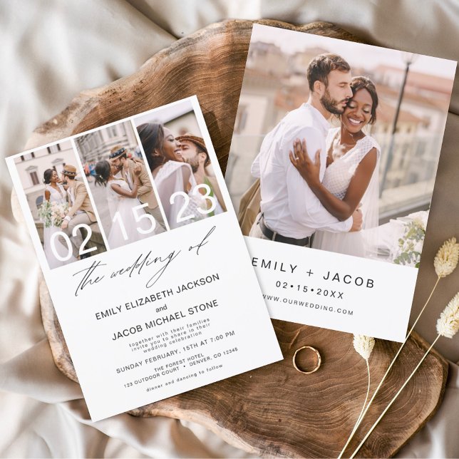 The Wedding of Photo Minimalist White Wedding Invitation (Creator Uploaded)