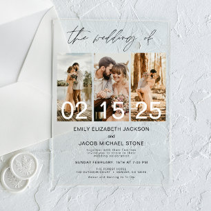 The Wedding of Photo Simple Minimalist White Acrylic Invitations